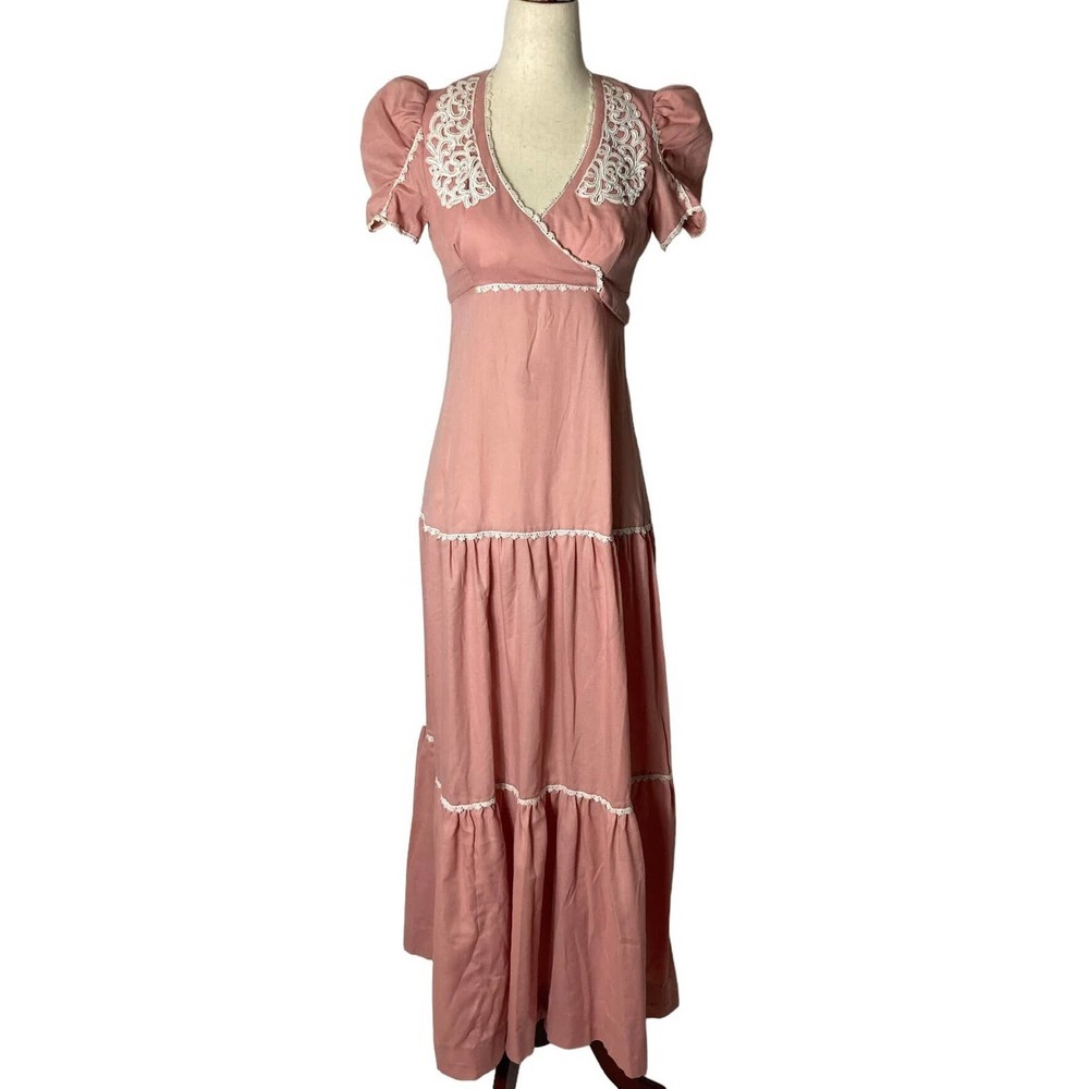 Vintage 1970s Prairie Dress Rivia‎ XS